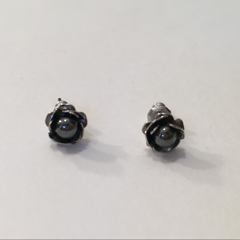 Chrome Rose Shaped Earrings